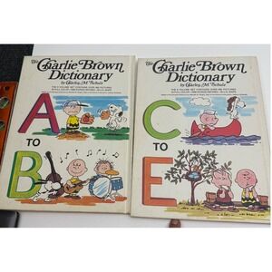 Vintage Charlie Brown Dictionary Vol 1 & 2 Peanuts Charles Schulz Hardcover Set